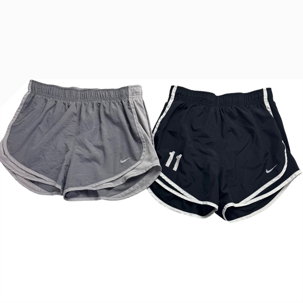 Lot of 2 Nike Dri-FIT Tempo Running Shorts Bundle Womens Small Gray Black
